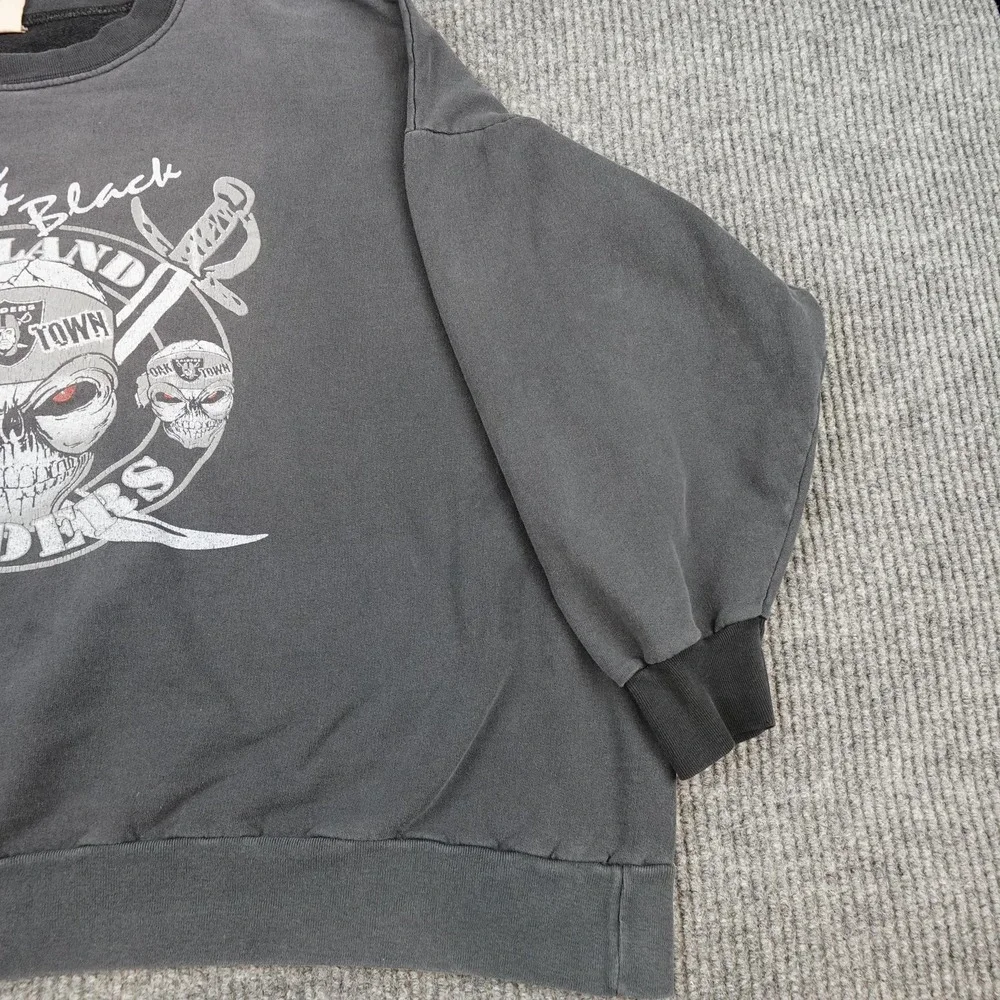 Vintage Oakland Raiders Sweatshirt Mens 3XL Black NFL Mickey Unlimited 90s - Picture 2 of 14